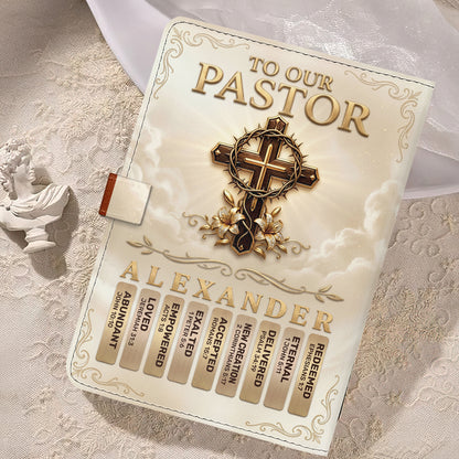To Our Pastor For Having The Heart Of A Servant Leader | Personalized Leather Notebook & Pen Set