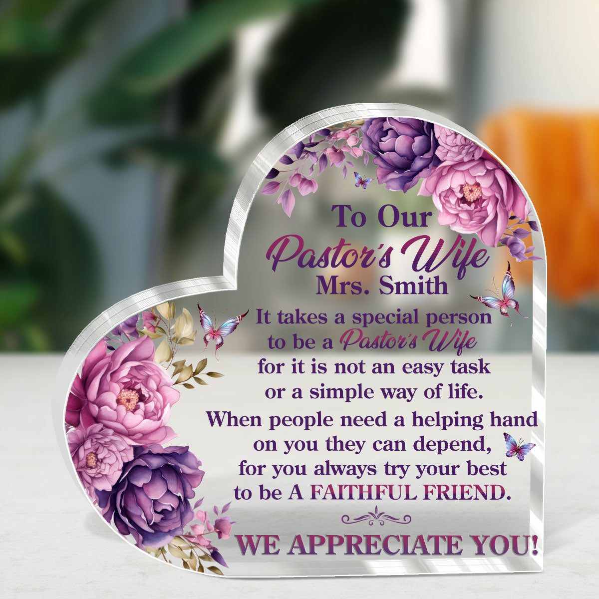 To Our Pastor' Wife | Personalized Custom Shaped Squared Acrylic Plaque
