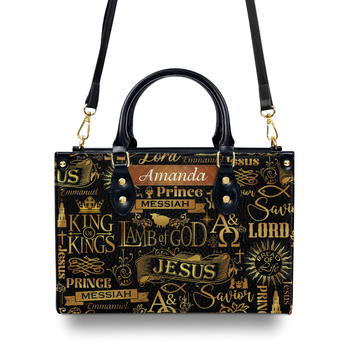 Jesuspirit | Personalized Leather Handbag With Zipper | Lamb Of God LHBM731