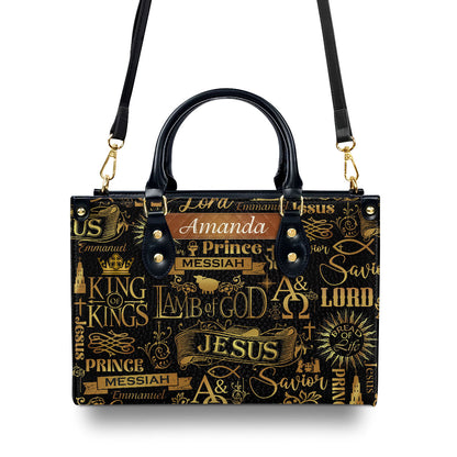 Jesuspirit | Personalized Leather Handbag With Zipper | Lamb Of God LHBM731
