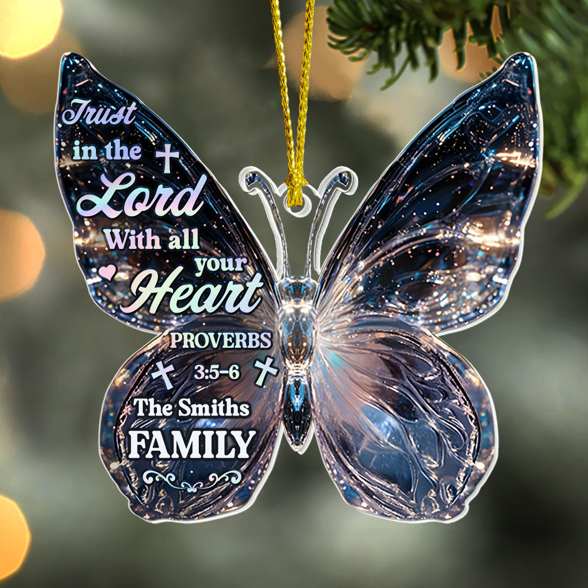 Trust In The Lord With All Your Heart | Personalized 1-Side Acrylic Ornament