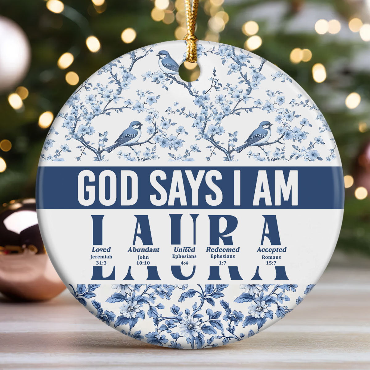 God Says I Am | Personalized Round Shaped Ceramic Ornament