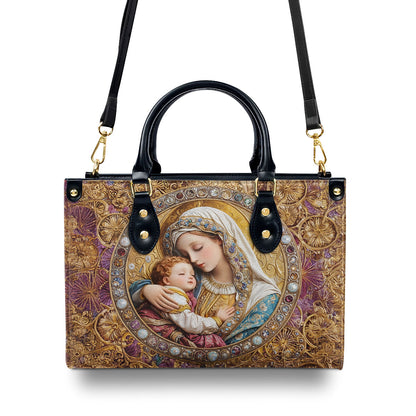 Divine Madonna And Child | Leather Handbag