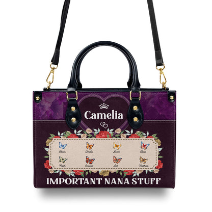 Important Nana Stuff | Personalized Leather Handbag