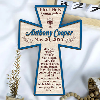 May You Always Walk In God’s Light | Personalized Wood Cross