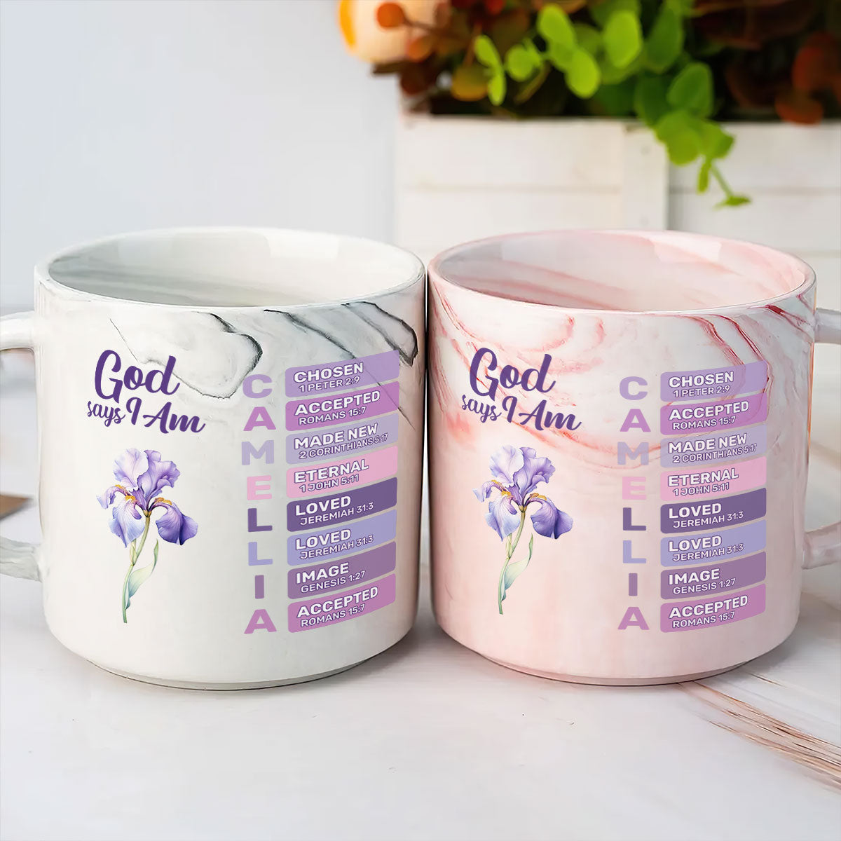 God Says I Am | Personalized Marble Mug