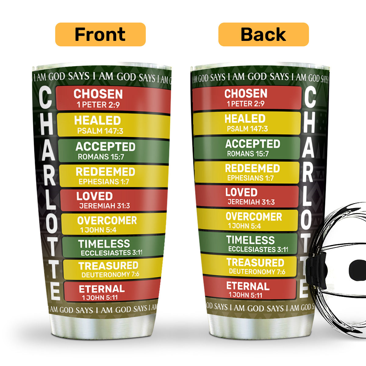 God Says I Am | Personalized Stainless Steel Tumbler
