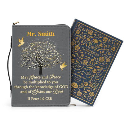 Jesuspirit | Grace And Peace | Personalized Zippered Bible Cover With Handle | Christian Inspirational Gifts For Pastor BCNAM1003B