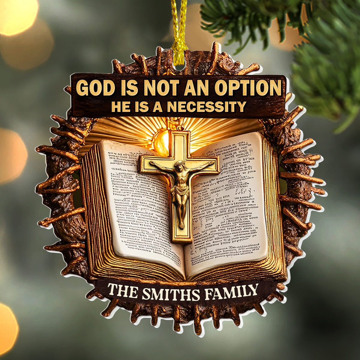 God Is Not An Option He Is A Necessity | Personalized 1-Side Acrylic Ornament