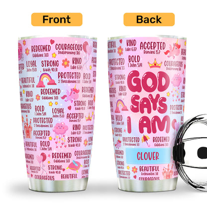 God Says I Am | Personalized Stainless Steel Tumbler For Kids JSSSTH881
