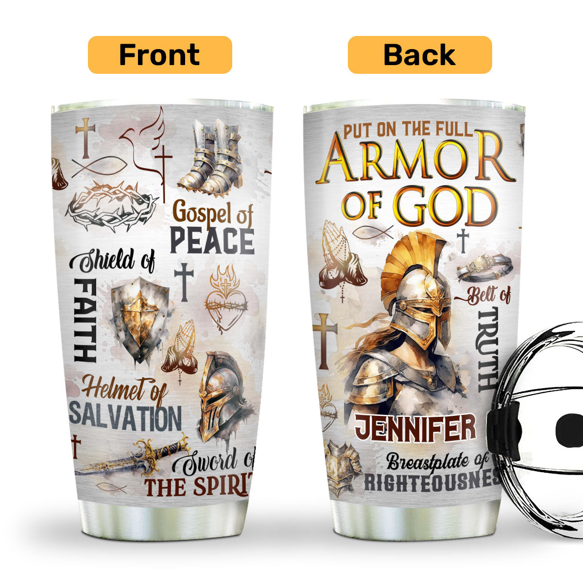 Put On The Full Armor Of God | Personalized Stainless Steel Tumbler JSSSTM1027