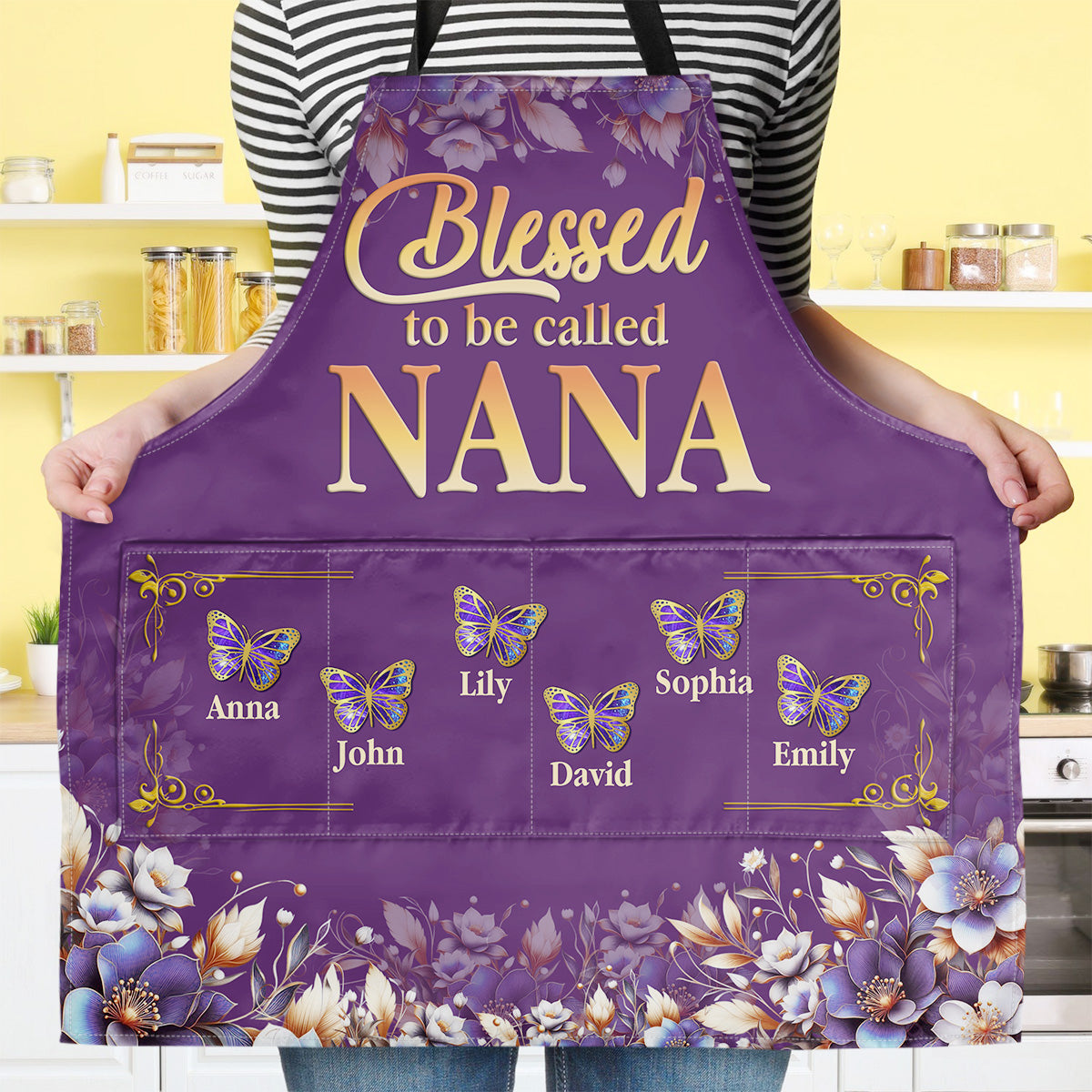 Blessed To Be Called Nana | Personalized Apron With Pocket
