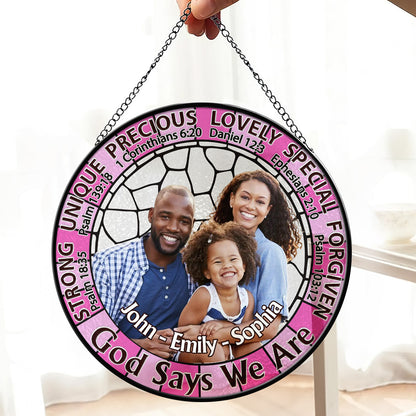 God Says We Are   | Personalized Stained Glass Window Hanging Suncatcher