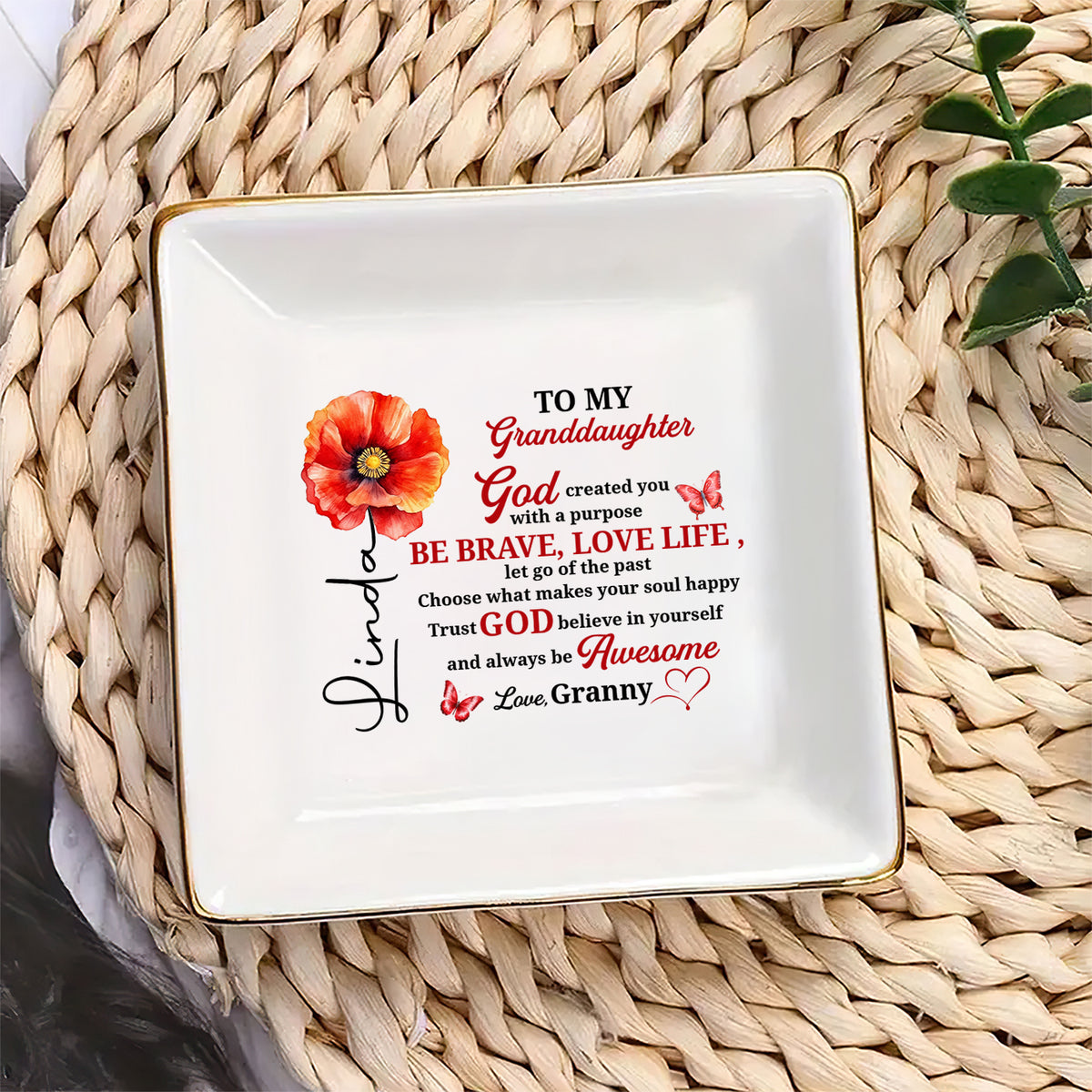 To My Daughter | Personalized Square Shaped Jewelry Dish