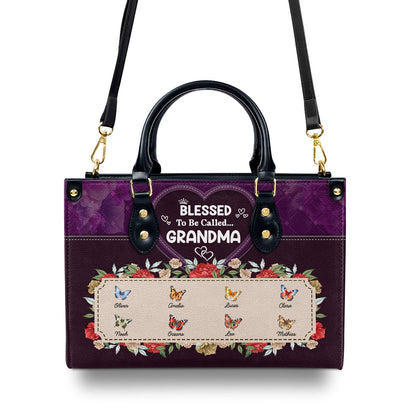 Blessed To Be Called Nana | Personalized Leather Handbag