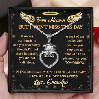 I Am In Heaven  | Personalized Grad Cap Heart Necklace With Box&Card