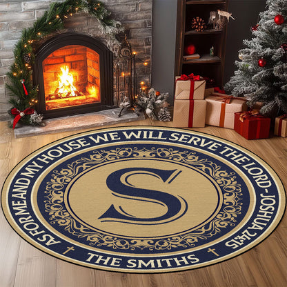 As For Me And My House We Will Serve The Lord | Personalized Round Rug