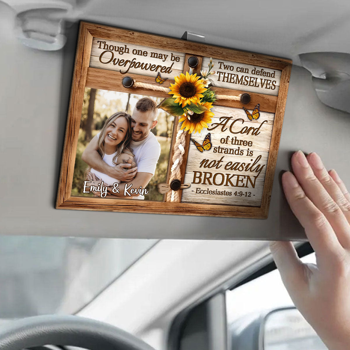 A Cord Of Three Strands Is Not Easily Broken Custom Photo | Personalized Car Visor Clip