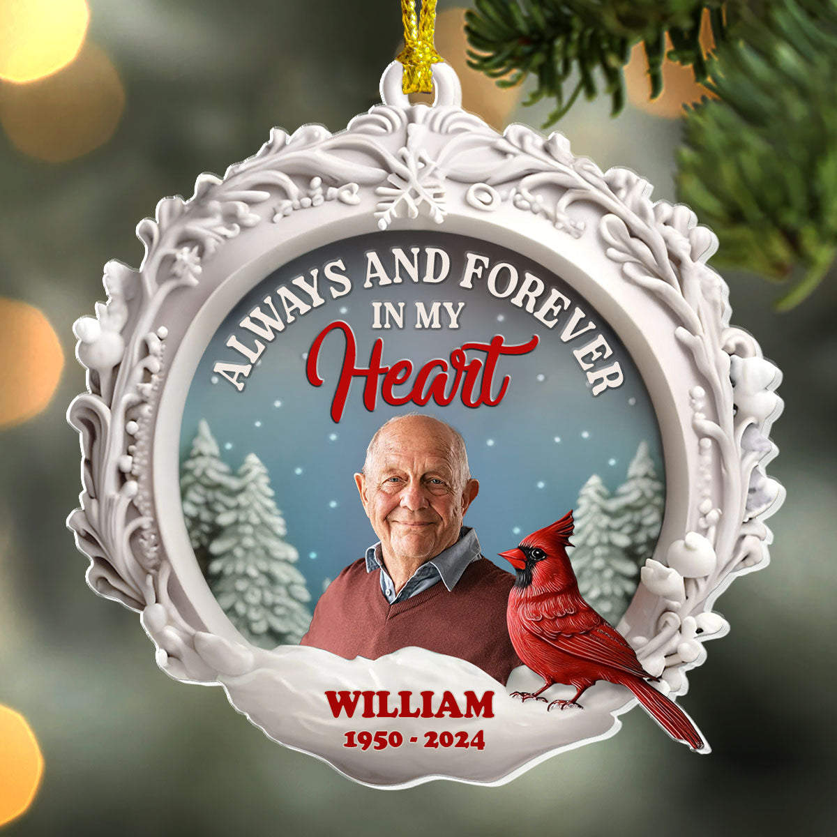 Always And Forever In My Heart | Personalized 1-Side Acrylic Ornament