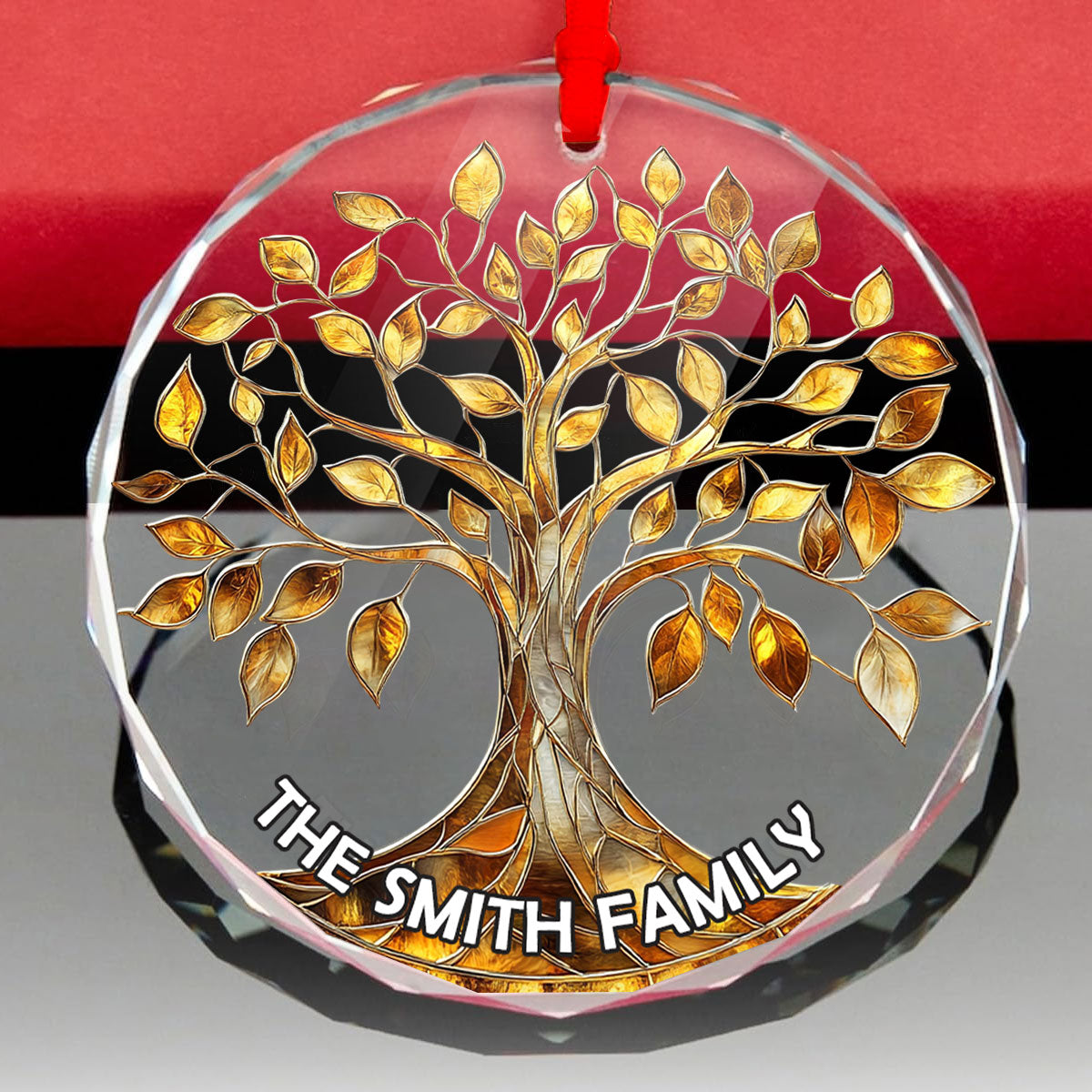 Family Tree Of Life | Personalized 1-Side Round Glass Ornament JSURGOPHLL2717TA