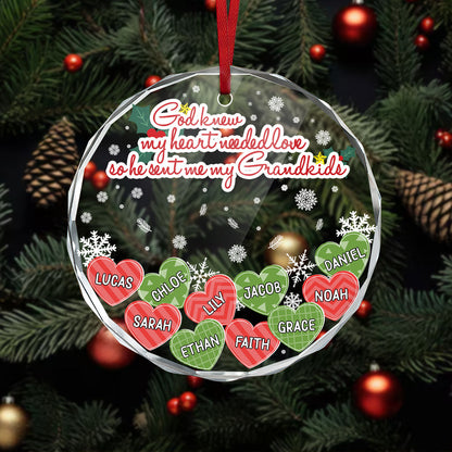 God Knew My Heart Needed Love | Personalized 1-Side Round Glass Ornament JSURGOPHLPA1651M