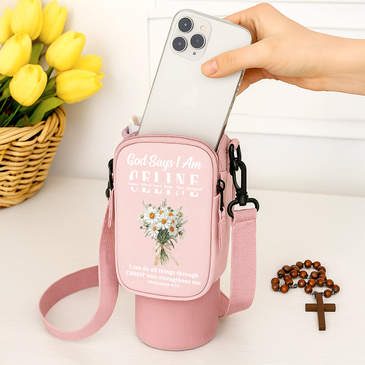 God Says I Am | Personalized Tumbler Holder Bag
