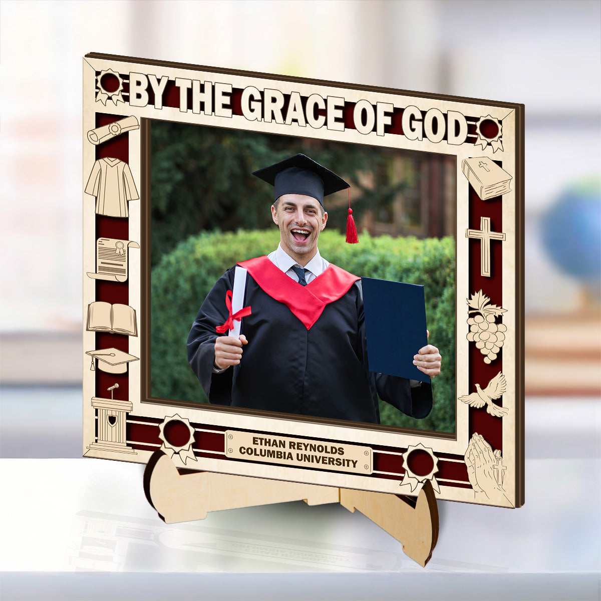 By The Grace Of God | Personalized 2-Layered Wooden Plaque