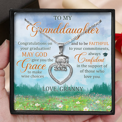May God Give You The Grace | Personalized Grad Cap Heart Necklace With Box&Card