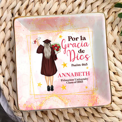 By The Grace Of God | Personalized Ceramic Ring Dish Square