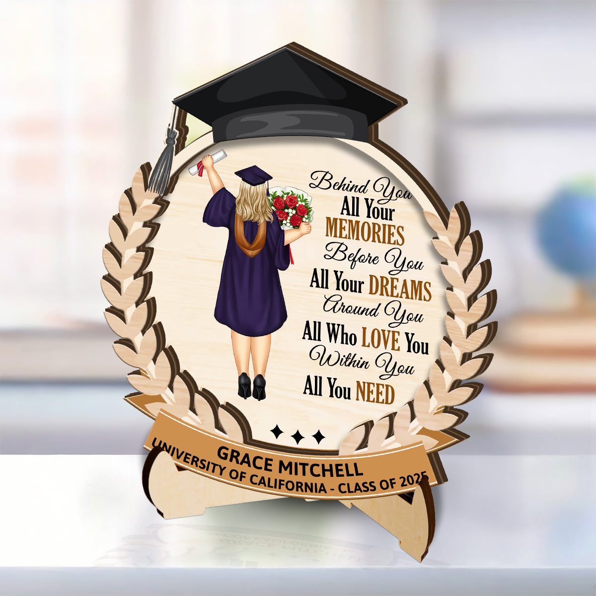 Behind You All Your Memories | Personalized 2-Layered Wooden Plaque