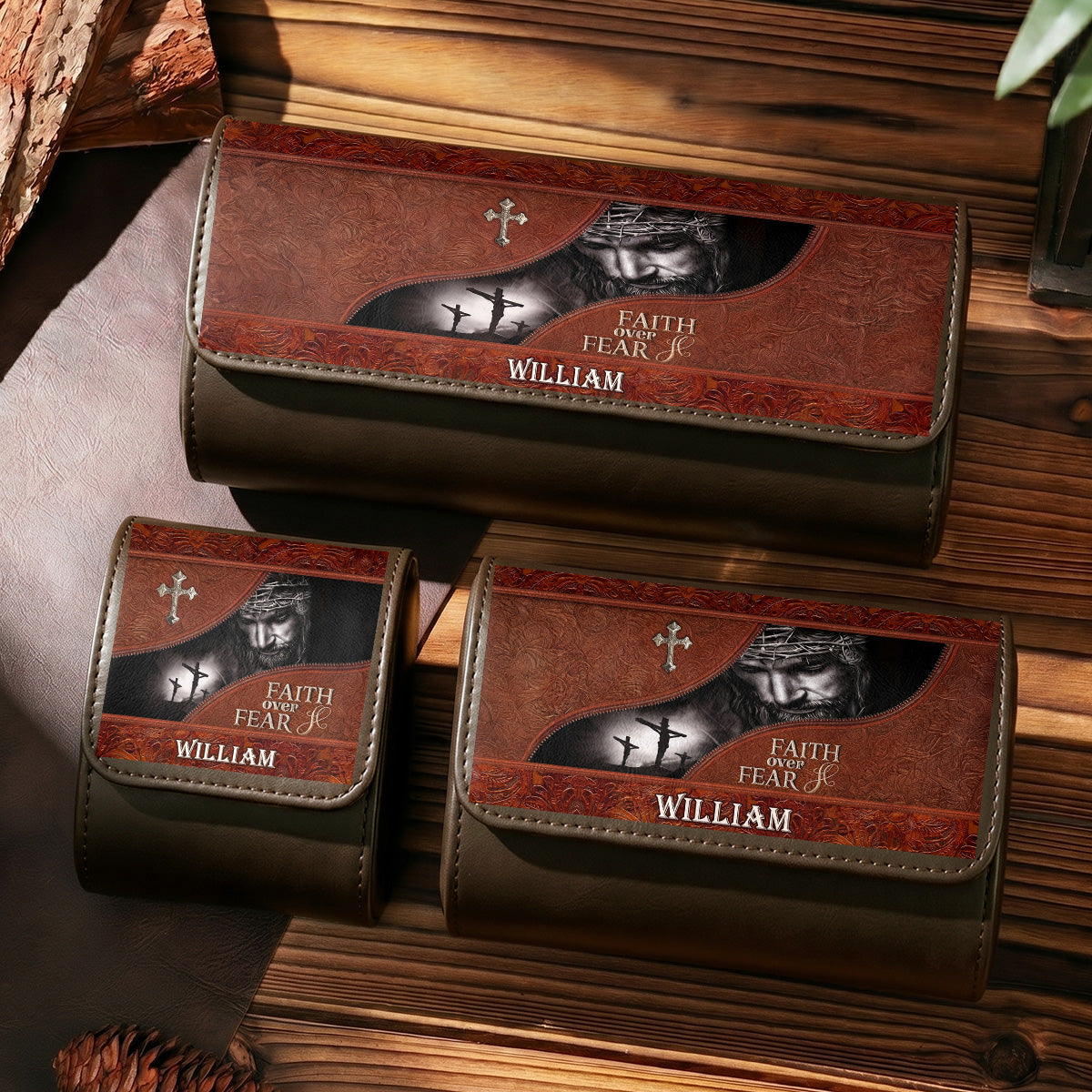 Faith Over Fear | Personalized Leather Watch Case