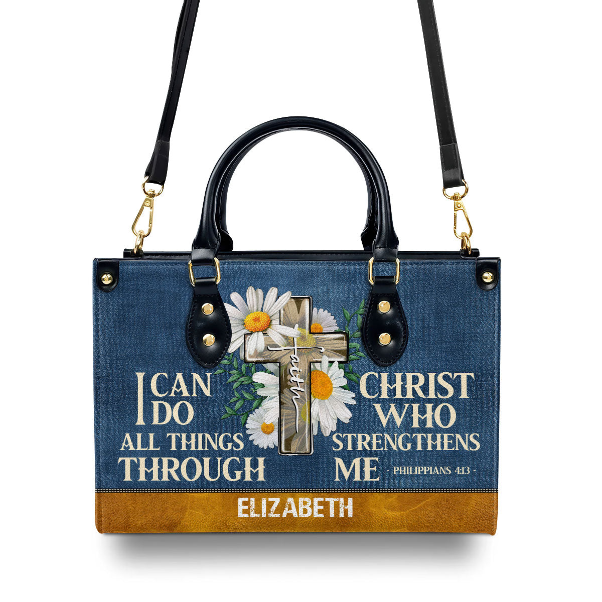 Jesuspirit | Personalized Leather Handbag With Zipper | I Can Do All Things LHBM779