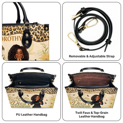 Aquella Que Se Arrodilla Ante Dios Puede Enfrentarse A Cualquiera | Personalized Leather Handbag With Zipper LHBN20