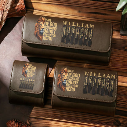 Man Of God Husband Daddy Protector Hero | Personalized Leather Watch Case