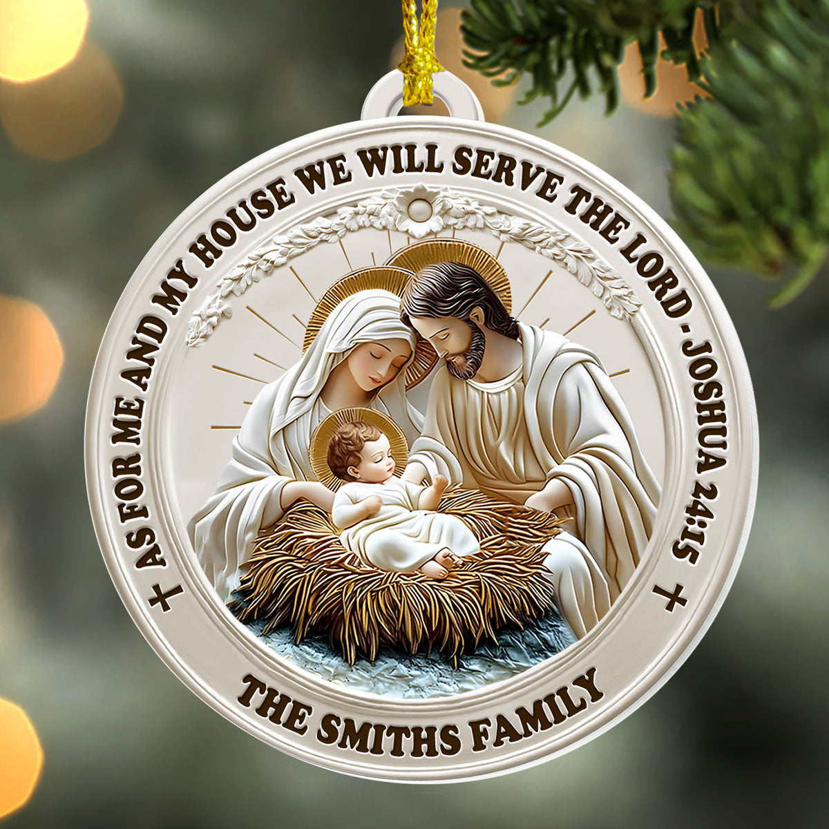As For Me And My House We Will Serve The Lord | Personalized 1-Side Acrylic Ornament