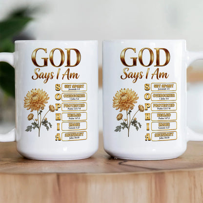God Says I Am | Personalized Ceramic Coffee Mug
