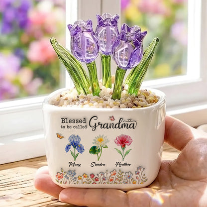 Blessed To Be Called Grandma | Personalized Glass Everlasting Tulips