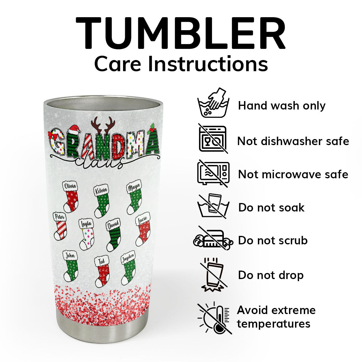 Grandma Claus | Personalized Stainless Steel Tumbler JSSSTPHN2194M