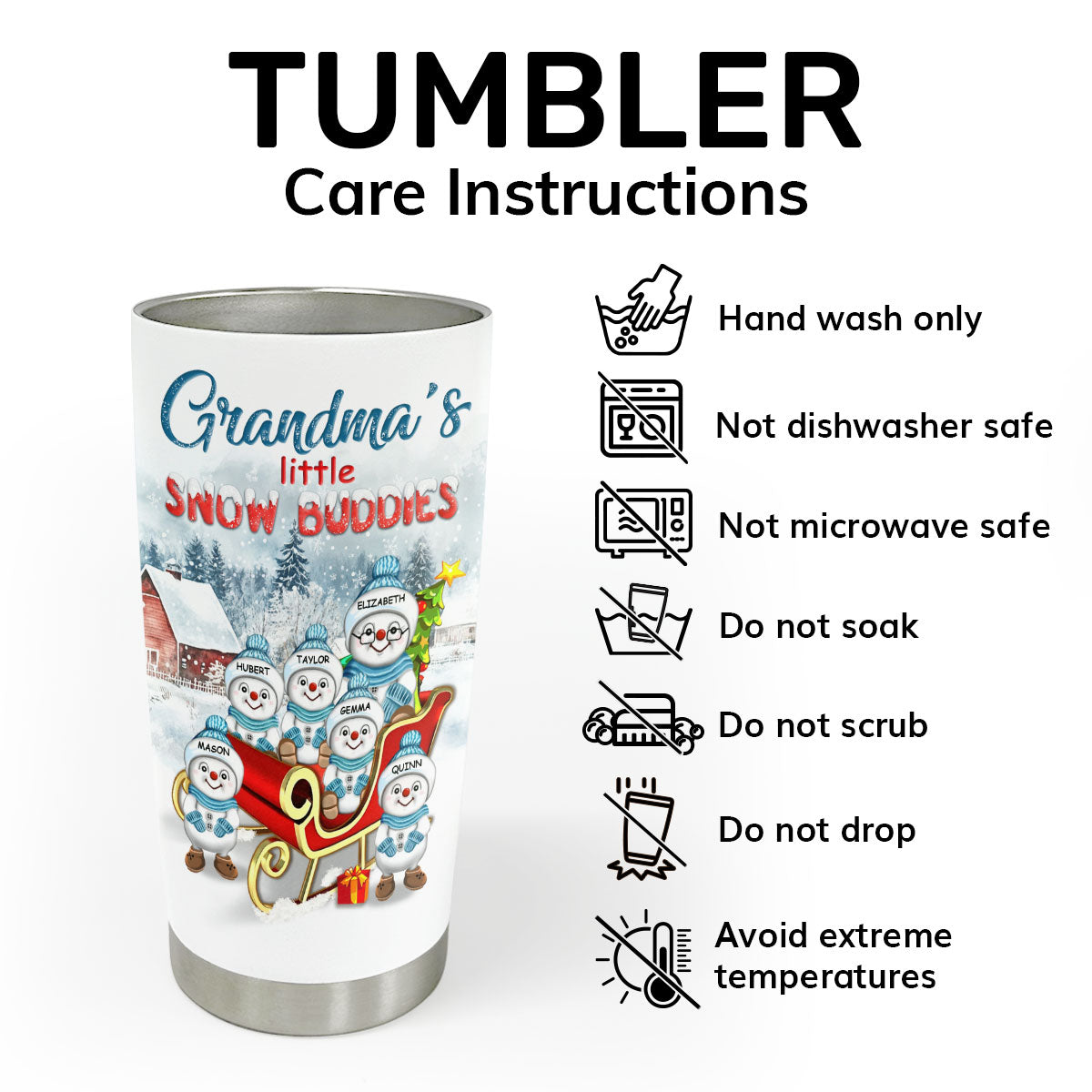 Grandma's Little Snow Buddies | Personalized Stainless Steel Tumbler JSSSTPN2585T