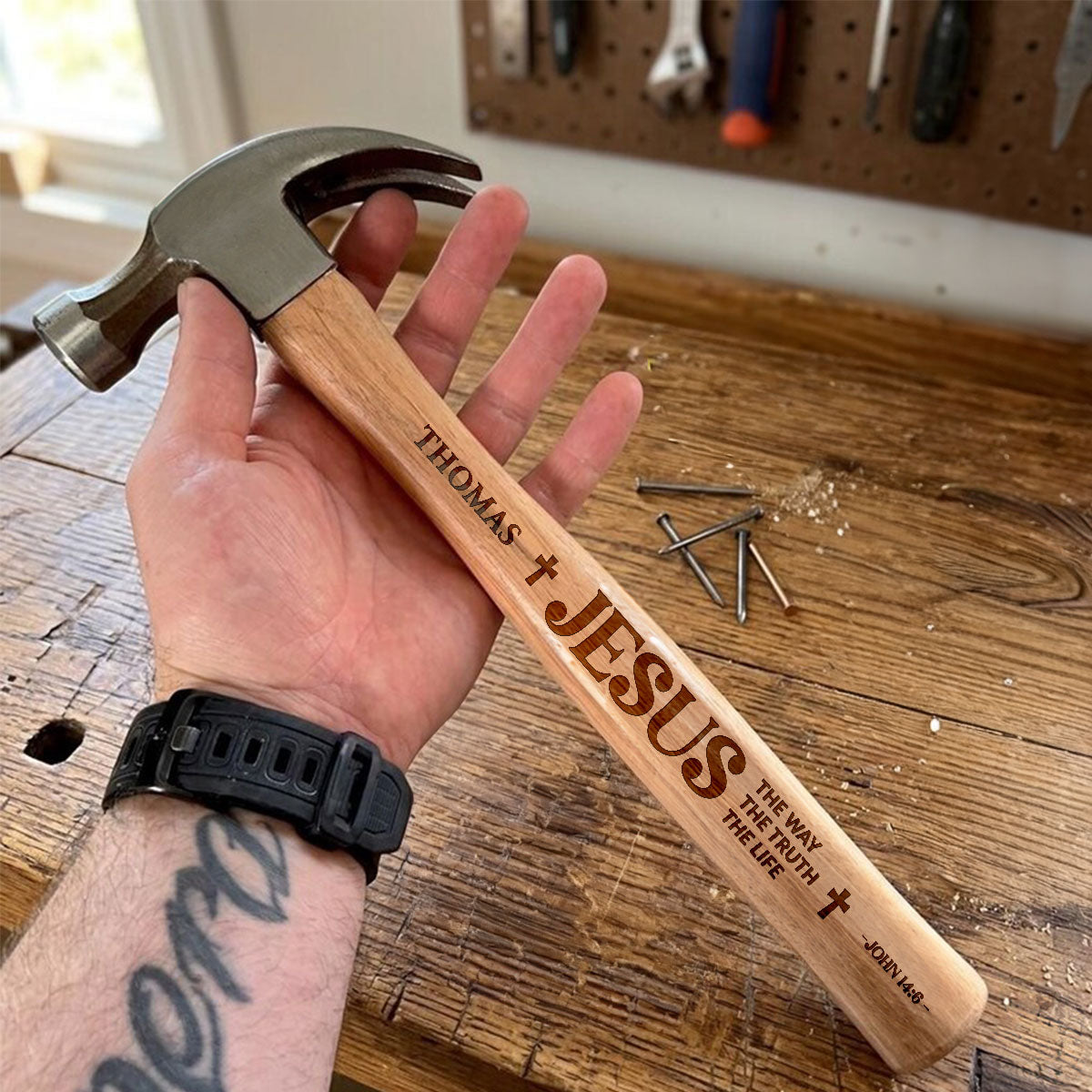 Jesus The Way The Truth The Life | Personalized Wooden Hammer