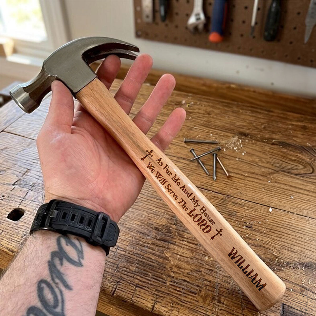 As For Me And My House We Will Serve The Lord  | Personalized Wooden Hammer