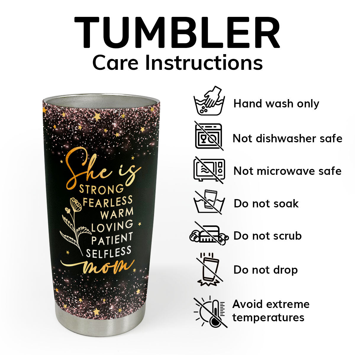She Is Mom | Personalized Stainless Steel Tumbler SSTHA05