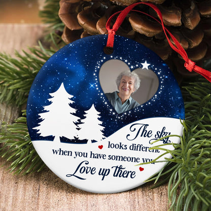 The Sky Looks Different | Personalized Round Shaped Ceramic Ornament JSRSCOHLL2760TA