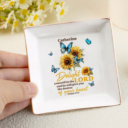 Delight Yourself In The Lord | Personalized Square Shaped Jewelry Dish