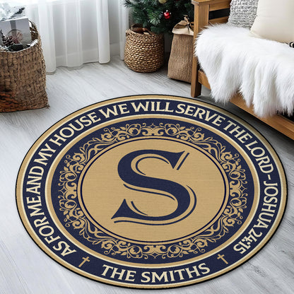 As For Me And My House We Will Serve The Lord | Personalized Round Rug