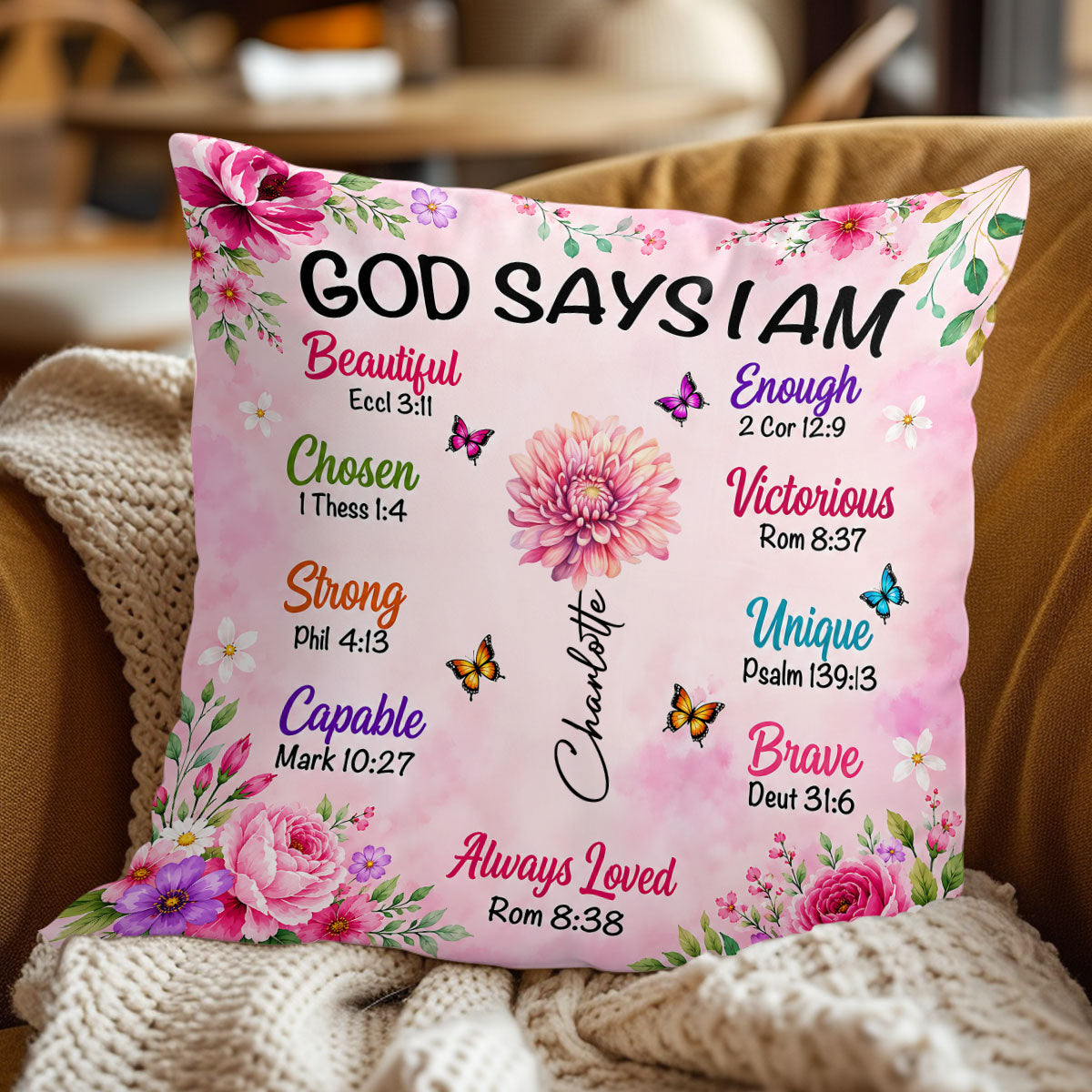 God Says I Am | Personalized Crystal Velvet Pillow