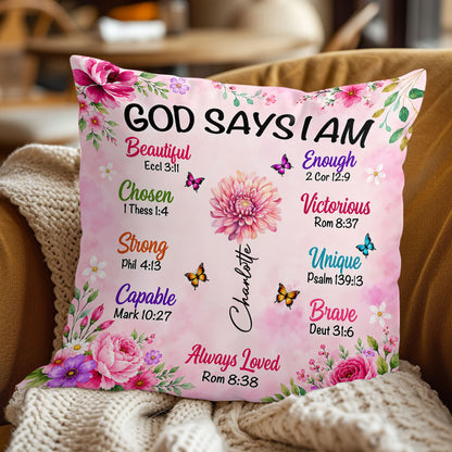 God Says I Am | Personalized Crystal Velvet Pillow