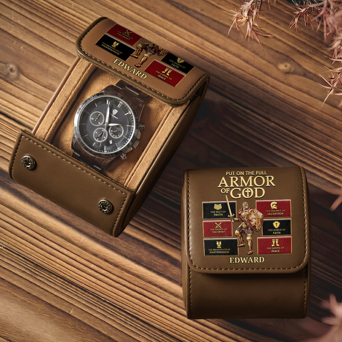 Put On The Full Armor Of God | Personalized Leather Watch Case