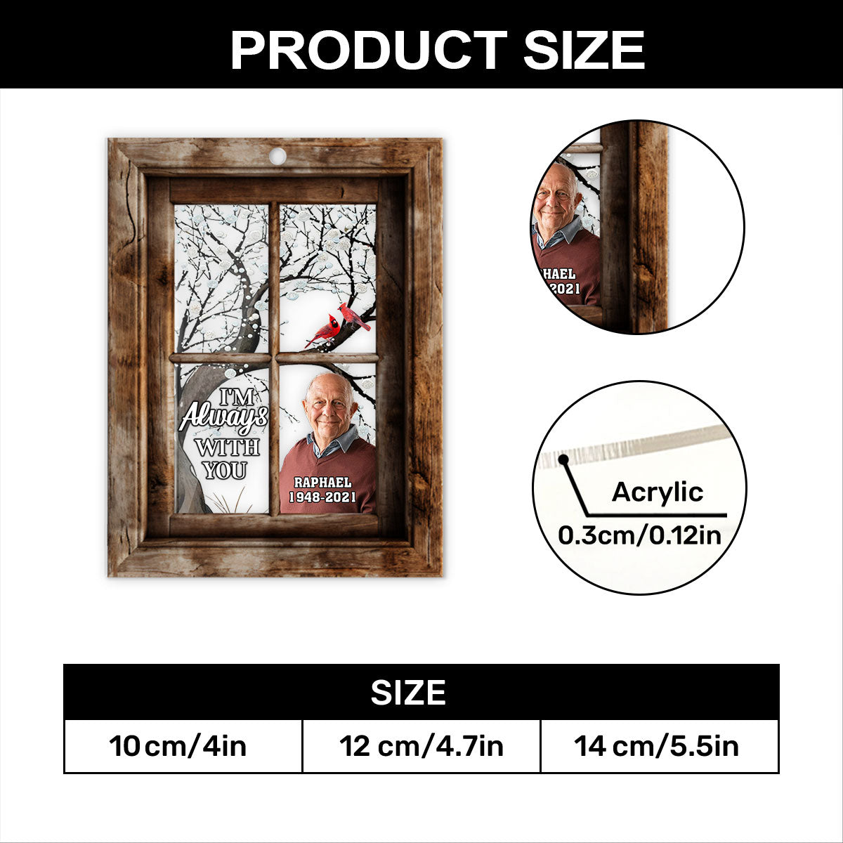 Cardinal Window | Personalized 1-Side Acrylic Ornament JSACOPN2617M