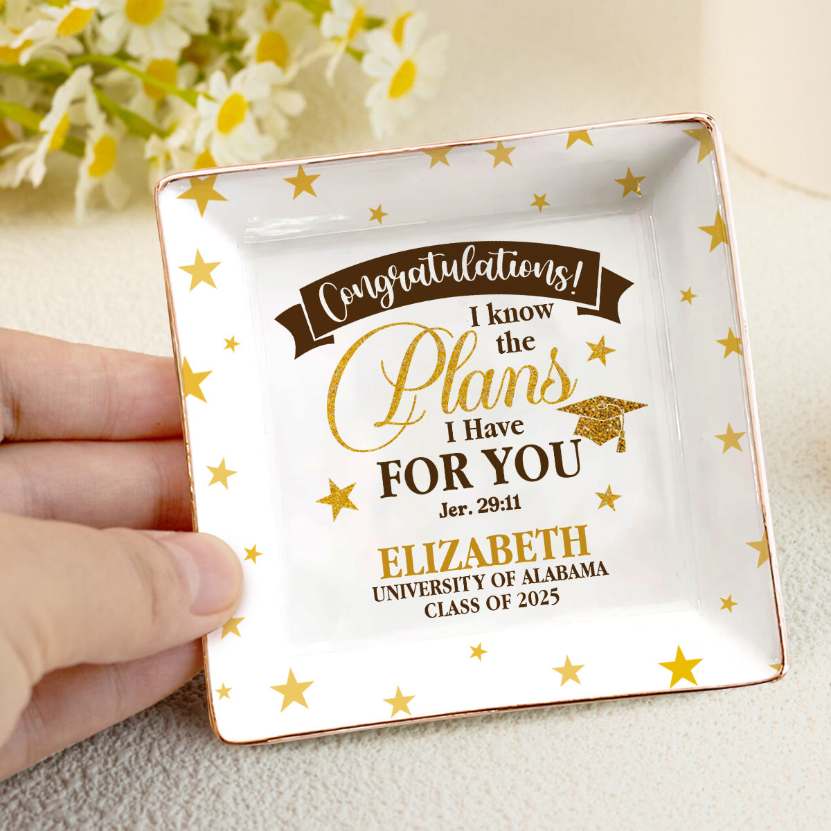 I Know The Plans I Have For You | Personalized Ceramic Ring Dish Square